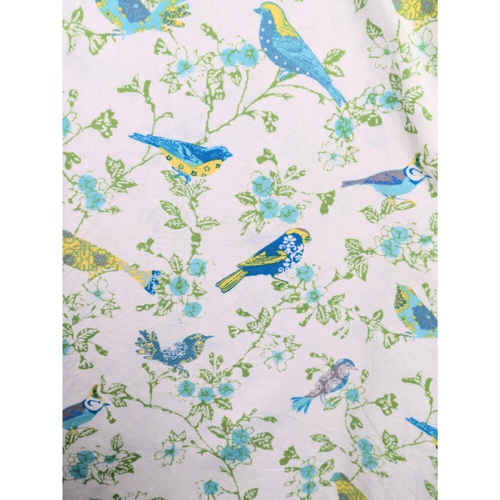 Handmade White Cotton Dress Birds Floral Cottagecore Prairie Housedress Modest - Picture 2 of 11